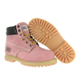 Steel Toe Boots for Women - Light Pink-7.5W | Waterproof Work Boots for Women Steel Toe Boots | Slip Resistant Work Shoes for Women | Lightweight Nubuck Leather for Comfort and Style