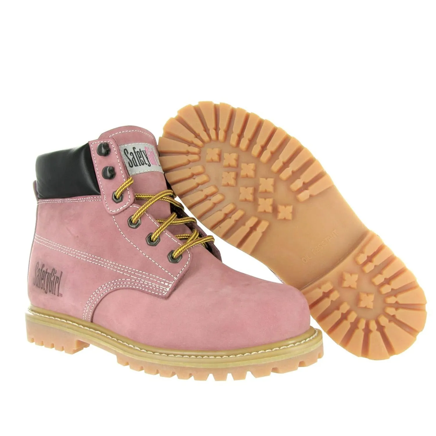 Steel Toe Boots for Women - Light Pink-7.5W | Waterproof Work Boots for Women Steel Toe Boots | Slip Resistant Work Shoes for Women | Lightweight Nubuck Leather for Comfort and Style