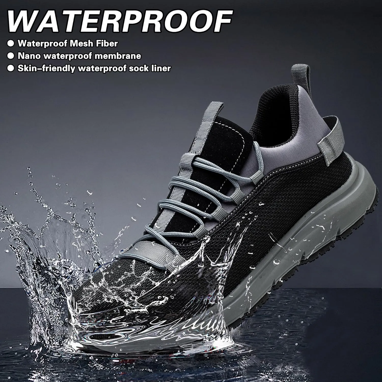 Steel Toe Work Shoes for Men Women丨Non Slip Waterproof Safety Sneakers