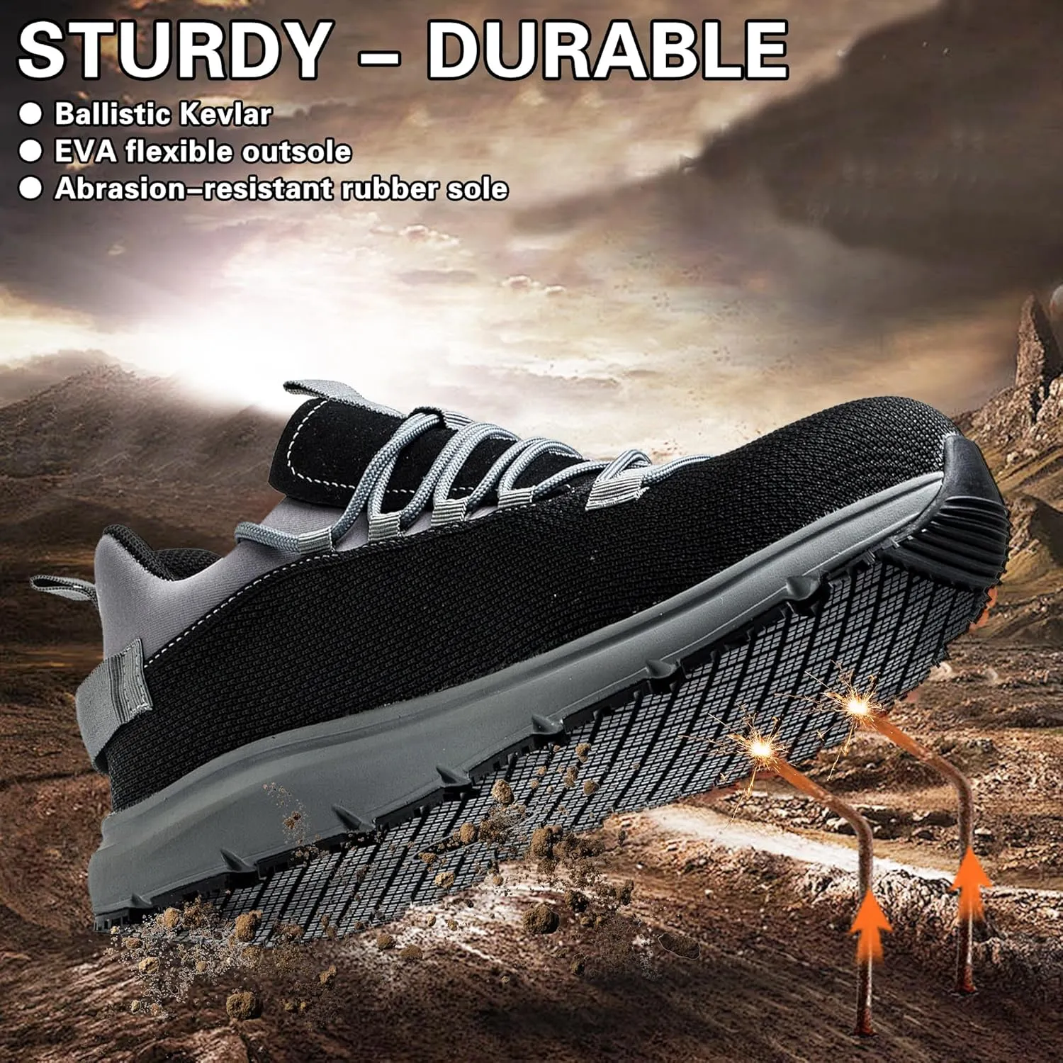 Steel Toe Work Shoes for Men Women丨Non Slip Waterproof Safety Sneakers