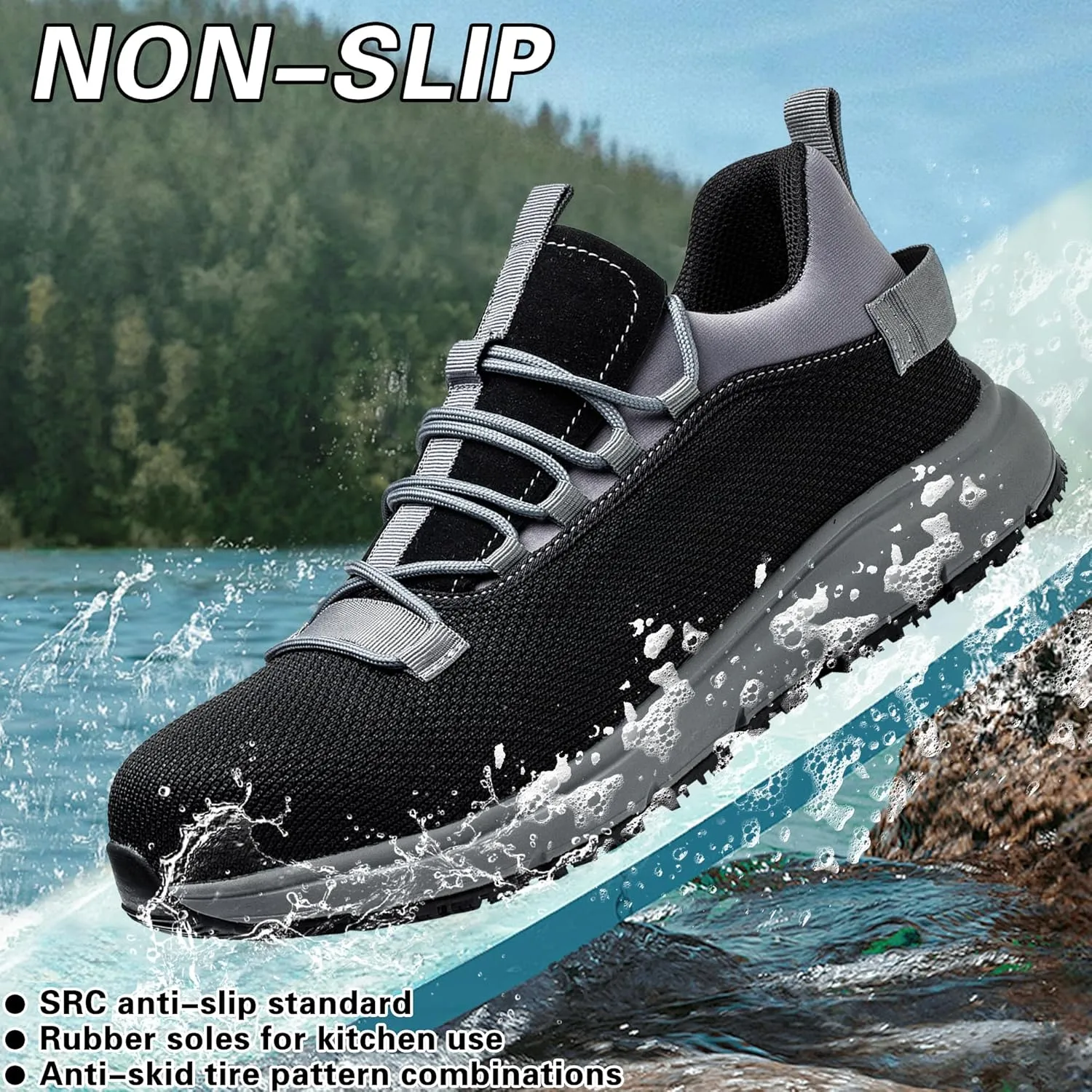 Steel Toe Work Shoes for Men Women丨Non Slip Waterproof Safety Sneakers