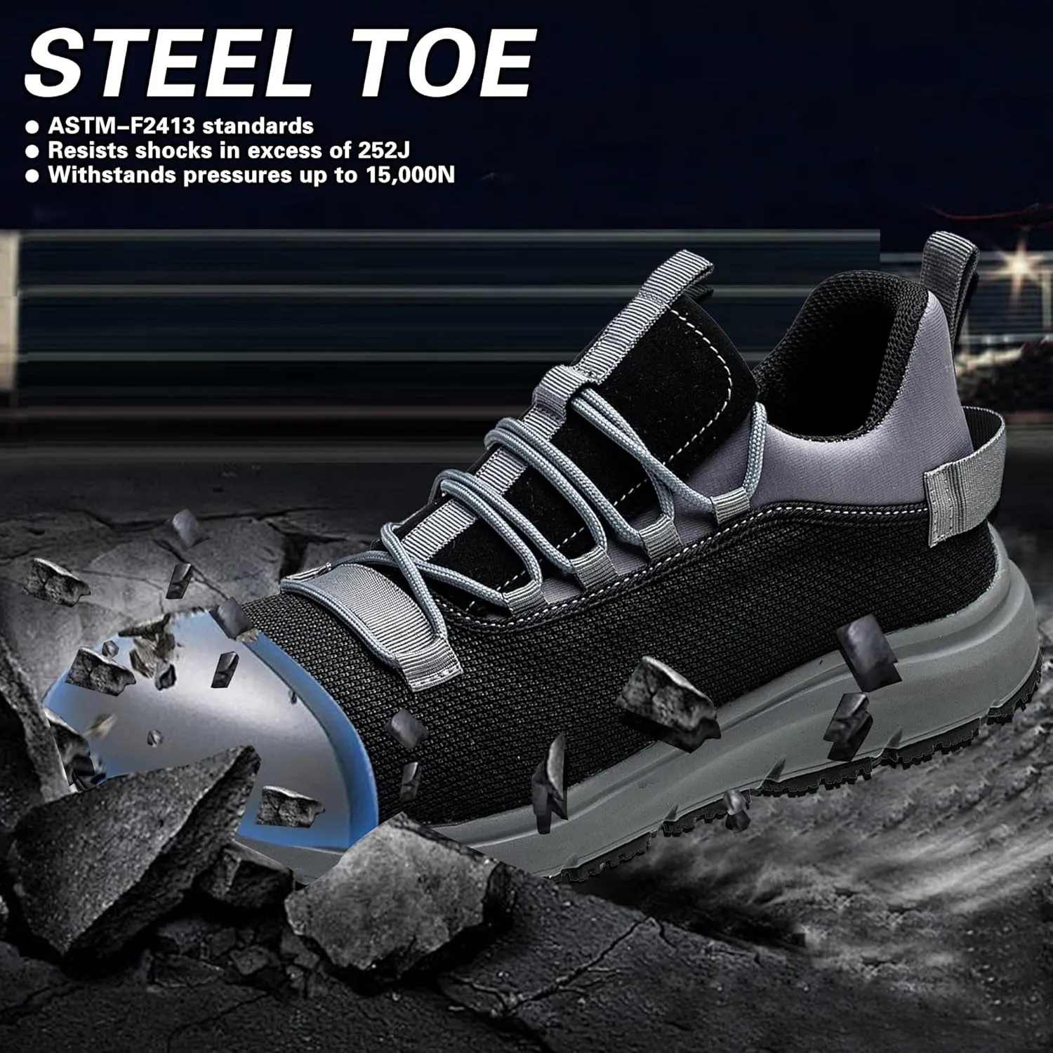 Steel Toe Work Shoes for Men Women丨Non Slip Waterproof Safety Sneakers