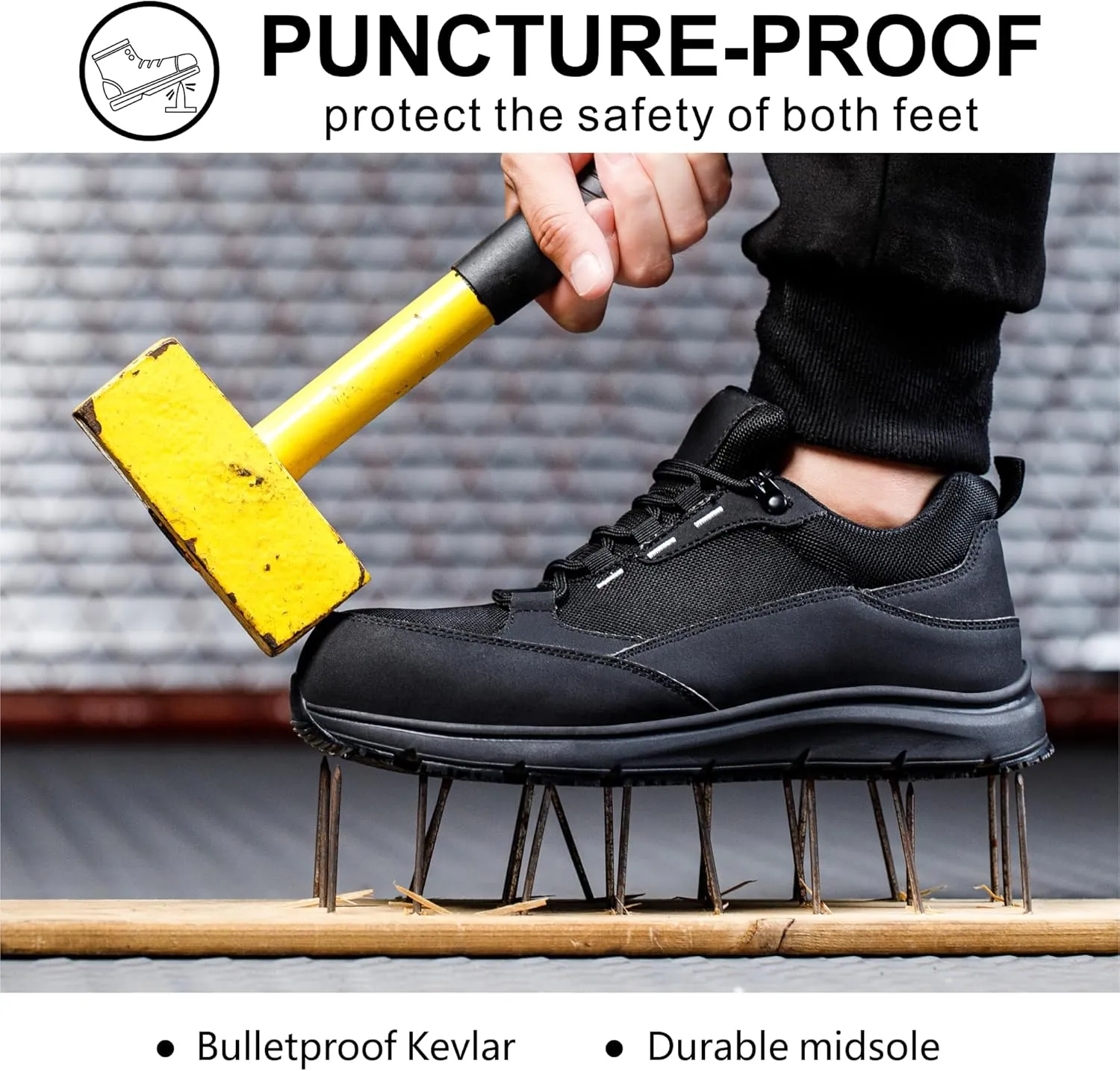 Steel Toe Work Shoes for Men Women丨Non Slip Waterproof Safety Sneakers