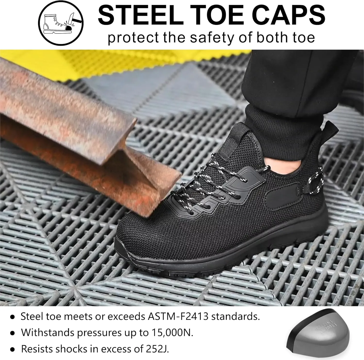 Steel Toe Work Shoes for Men Women丨Non Slip Waterproof Safety Sneakers