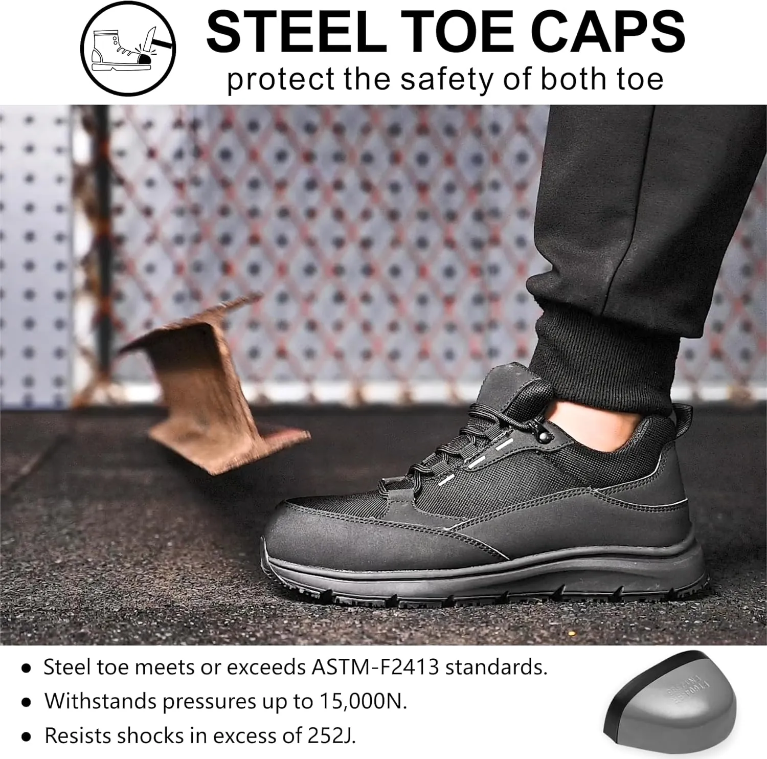 Steel Toe Work Shoes for Men Women丨Non Slip Waterproof Safety Sneakers