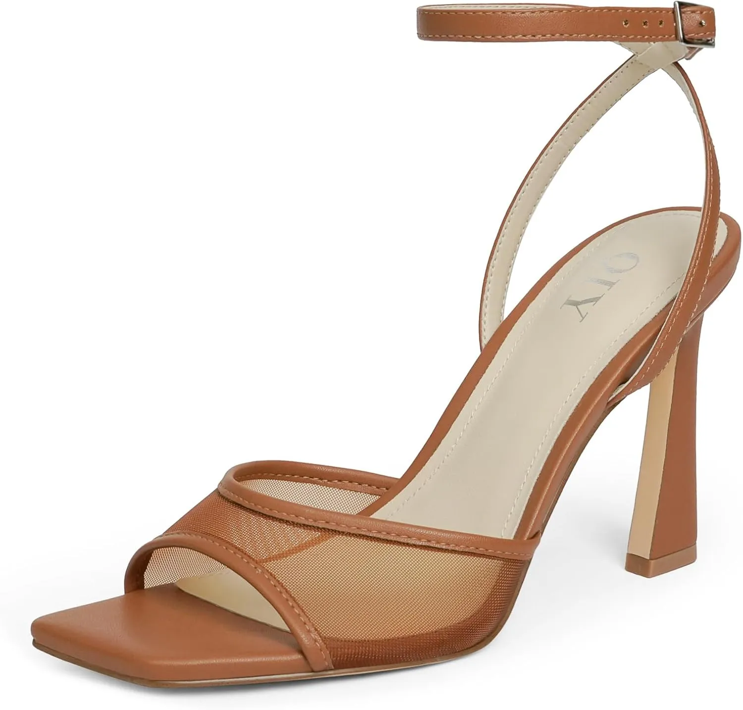 Strappy Heels for Women Heeled Sandals Square Toe Heel Ankle Strap Stiletto Mesh High Heels Dress Shoes