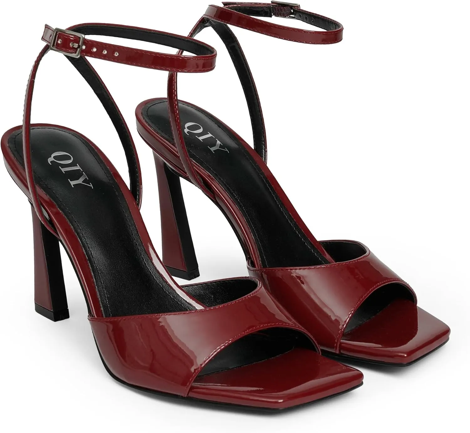 Strappy Heels for Women Heeled Sandals Square Toe Heel Ankle Strap Stiletto Mesh High Heels Dress Shoes