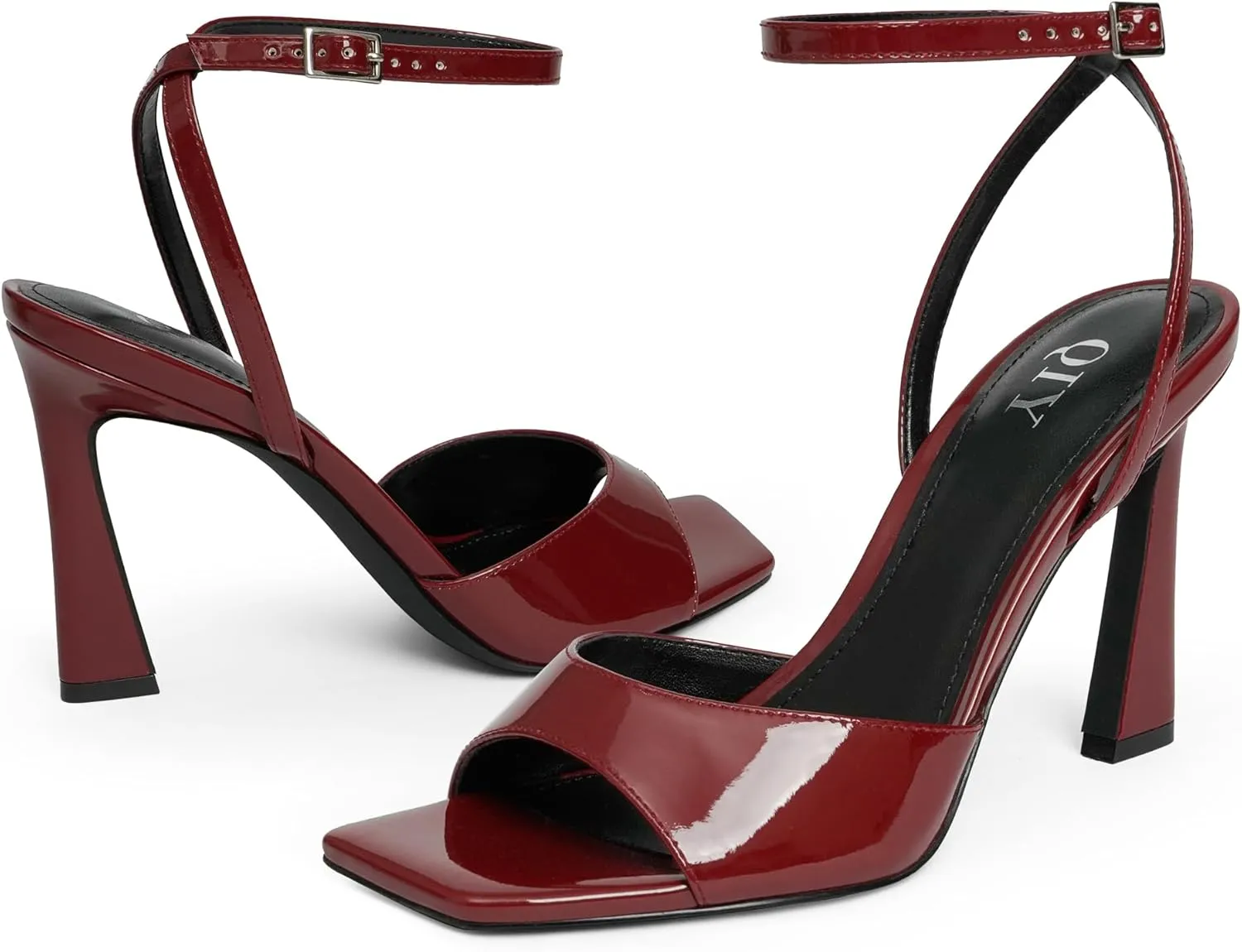 Strappy Heels for Women Heeled Sandals Square Toe Heel Ankle Strap Stiletto Mesh High Heels Dress Shoes
