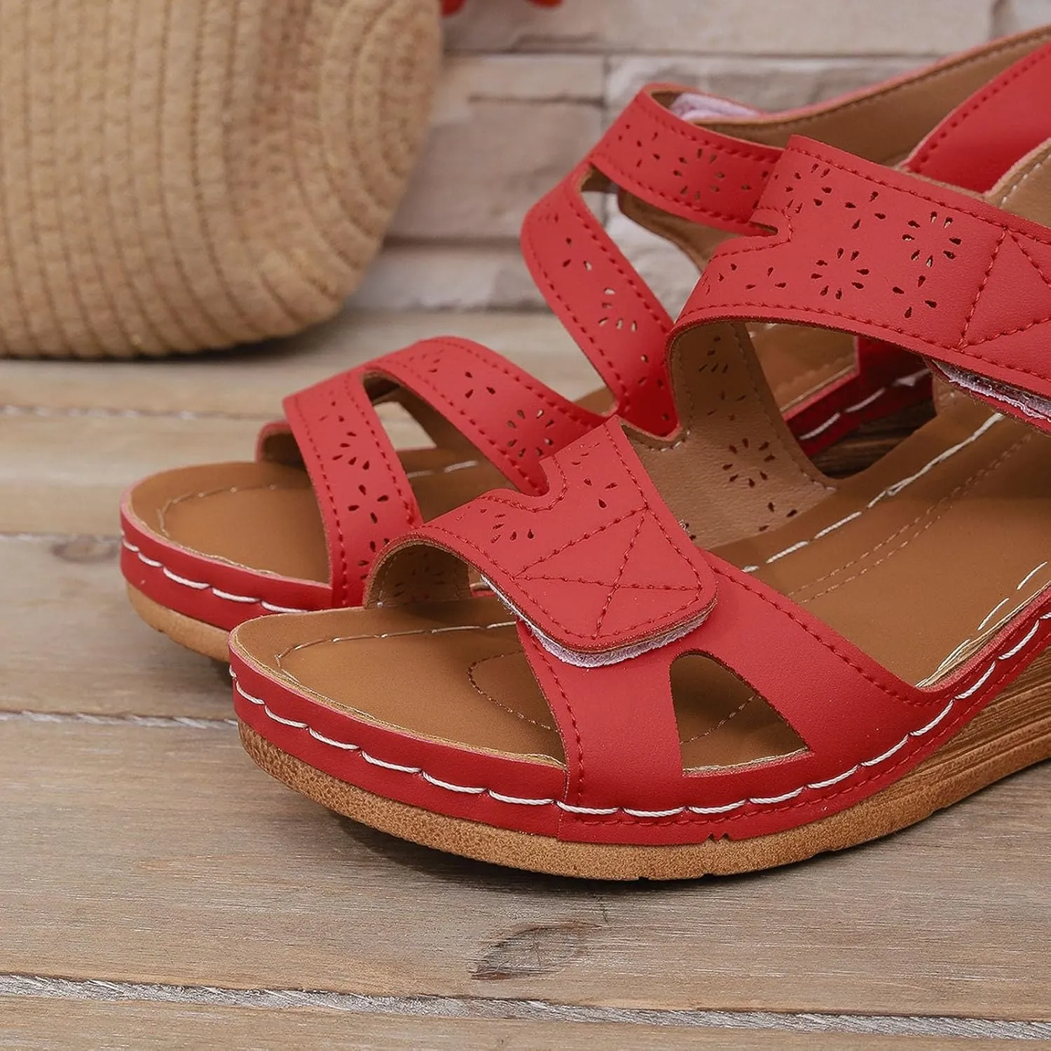SuanlaTDS Womens Platform Wedge Sandals Summer Dressy Comfortable 2025 Ankle Strap Daily Wear Outdoor Beach Walking Shoes Open Toe Elegant Boho High Heels Wedges Party Sandal