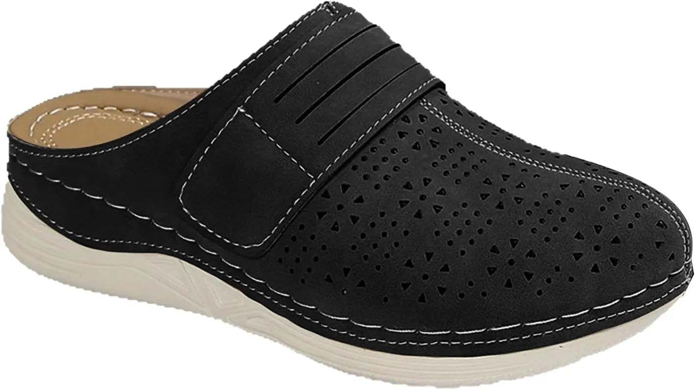 Summer Clogs for Women Comfortable Breathable Hollow Out Closed Toe Sandals Casual Mule Shoes Lightweight Slip On Walking Wedge Clogs with Arch Support