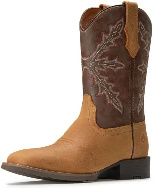 SUREWAY Cowboy Boots For Men - Mens Square Toe Western Boot,Oil/Slip Resistant,Durable Fashionable Classic Pull on 10 Inch Boots,Mid Calf Soft toe Wellington Boots