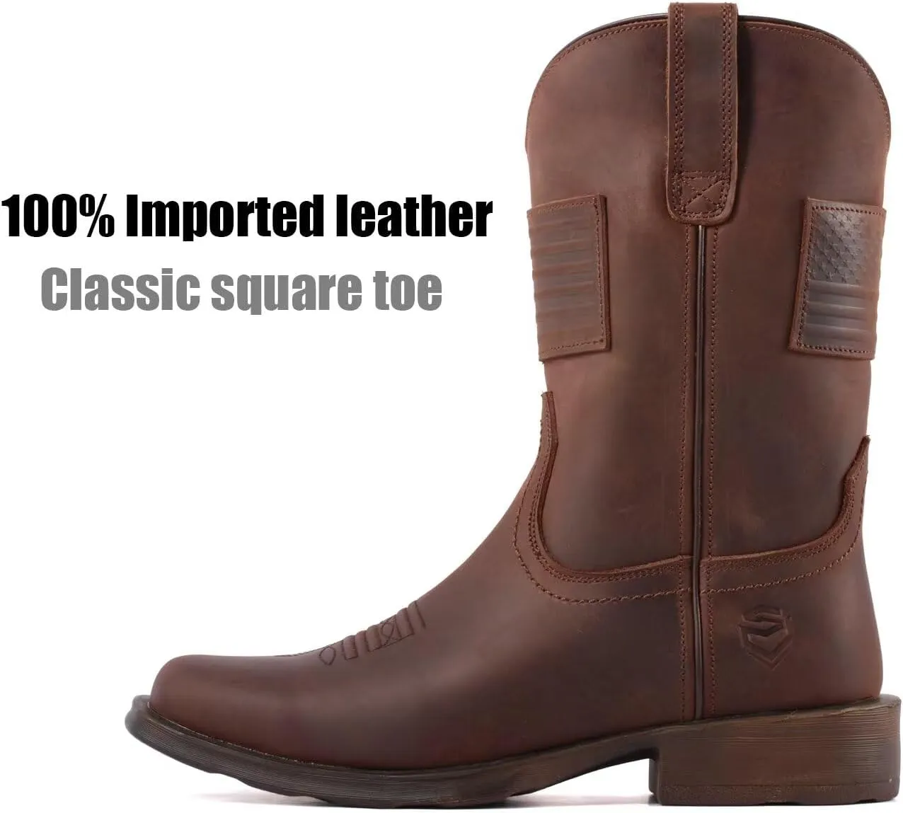 SUREWAY Cowboy Boots For Men Western Boot-Soft Toe,Square Toe Men's Work Boots,Thicker Leather,Oil/Slip Resistant,Extremely Comfortable Durable Proved,Rubber Sole,Work Boots/Shoes With Embroidered