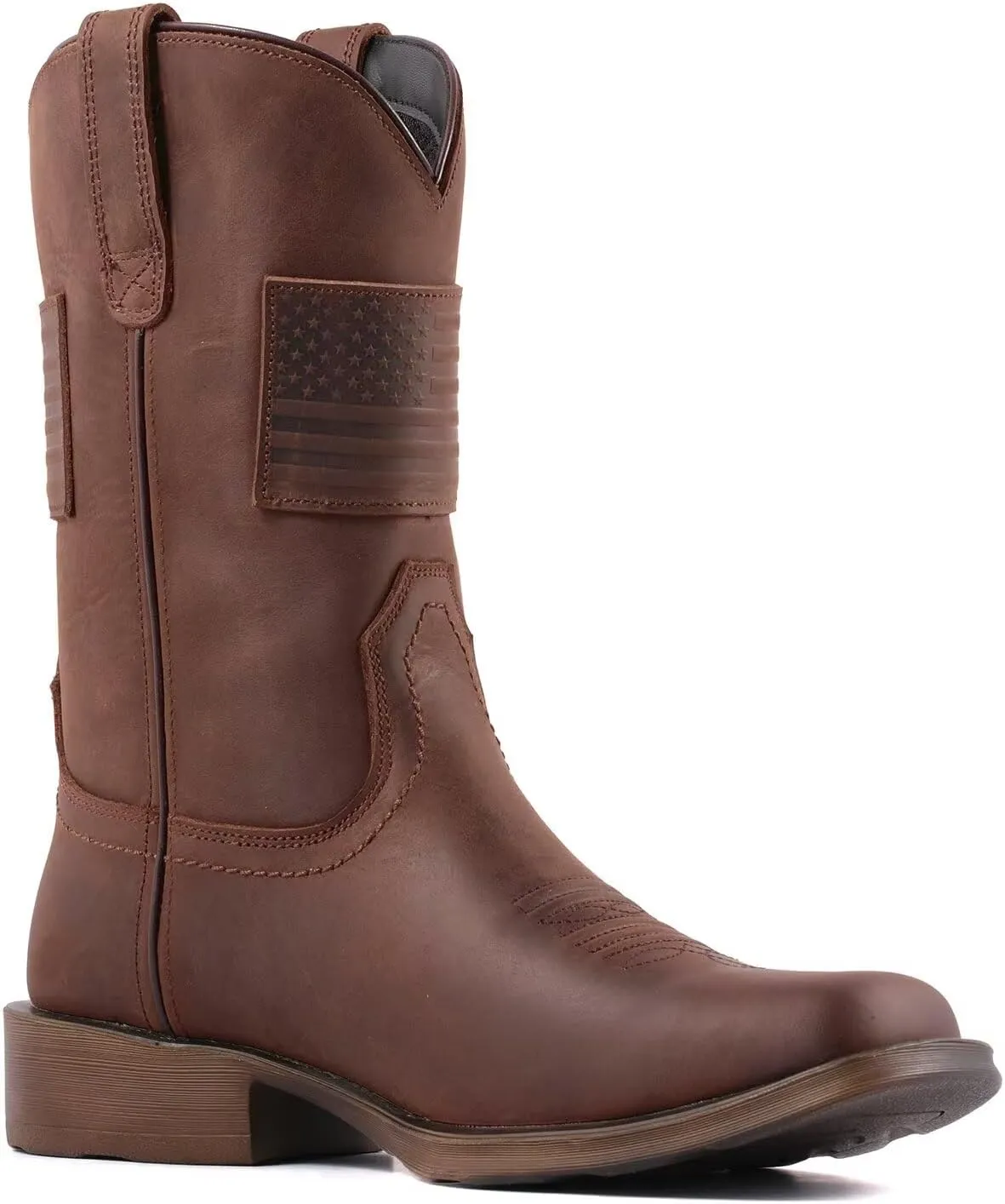 SUREWAY Cowboy Boots For Men Western Boot-Soft Toe,Square Toe Men's Work Boots,Thicker Leather,Oil/Slip Resistant,Extremely Comfortable Durable Proved,Rubber Sole,Work Boots/Shoes With Embroidered