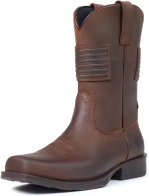 SUREWAY Cowboy Boots For Men Western Boot-Soft Toe,Square Toe Men's Work Boots,Thicker Leather,Oil/Slip Resistant,Extremely Comfortable Durable Proved,Rubber Sole,Work Boots/Shoes With Embroidered