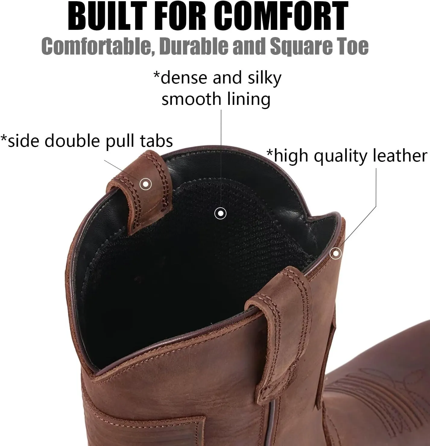SUREWAY Cowboy Boots For Men Western Boot-Soft Toe,Square Toe Men's Work Boots,Thicker Leather,Oil/Slip Resistant,Extremely Comfortable Durable Proved,Rubber Sole,Work Boots/Shoes With Embroidered