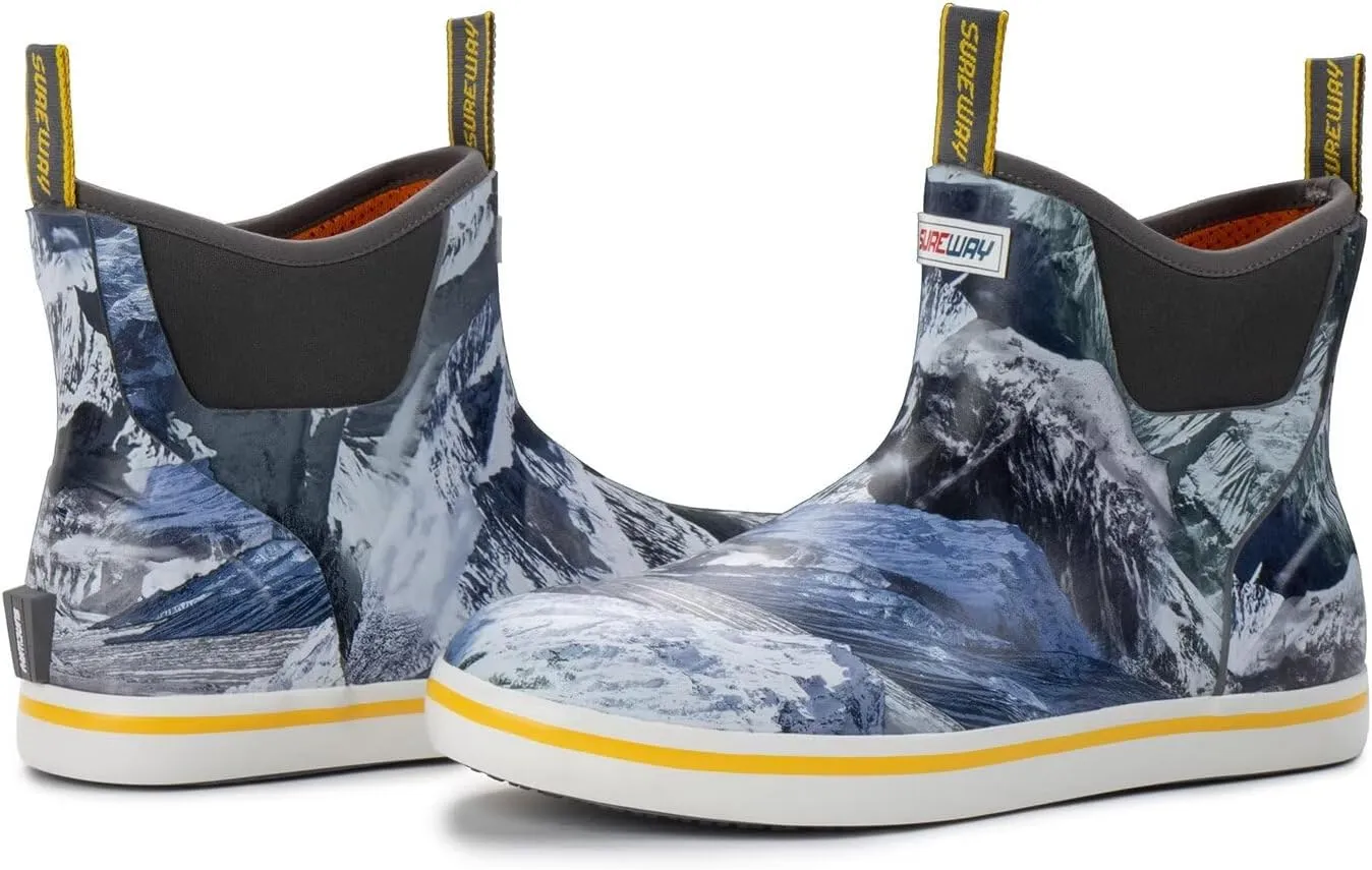 SUREWAY Men's Deck Boots Professional Non-Slip Fishing & Ankle Boating Boot Waterproof Rain Boots, Lightweight Neoprene Rubber Deck Boots