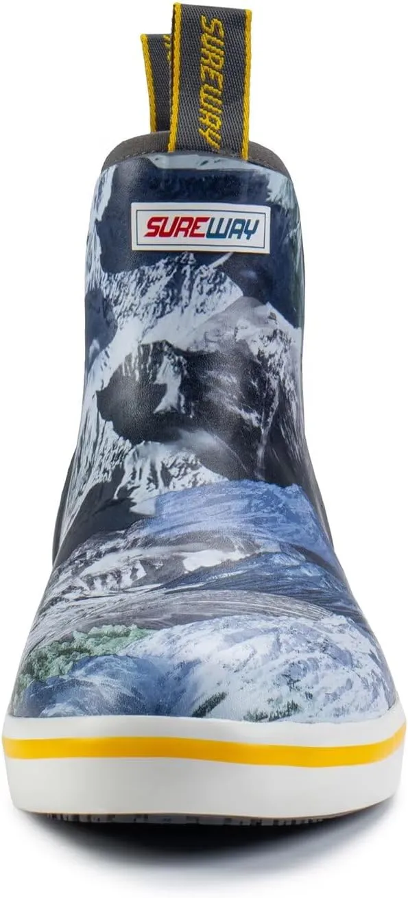SUREWAY Men's Deck Boots Professional Non-Slip Fishing & Ankle Boating Boot Waterproof Rain Boots, Lightweight Neoprene Rubber Deck Boots
