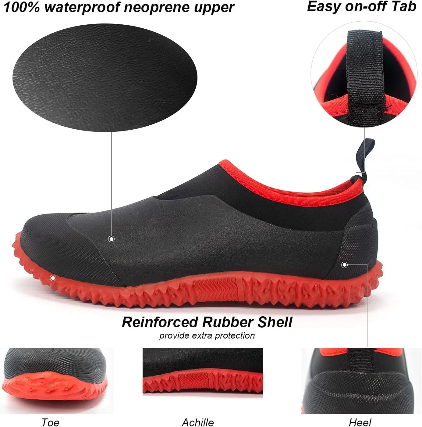 SWIFTFROG Men’s Garden Boots - Unisex Waterproof Ankle Slip-On Footwear Rubber Rain Boots for Men Women Outdoor,Camping,Gardening