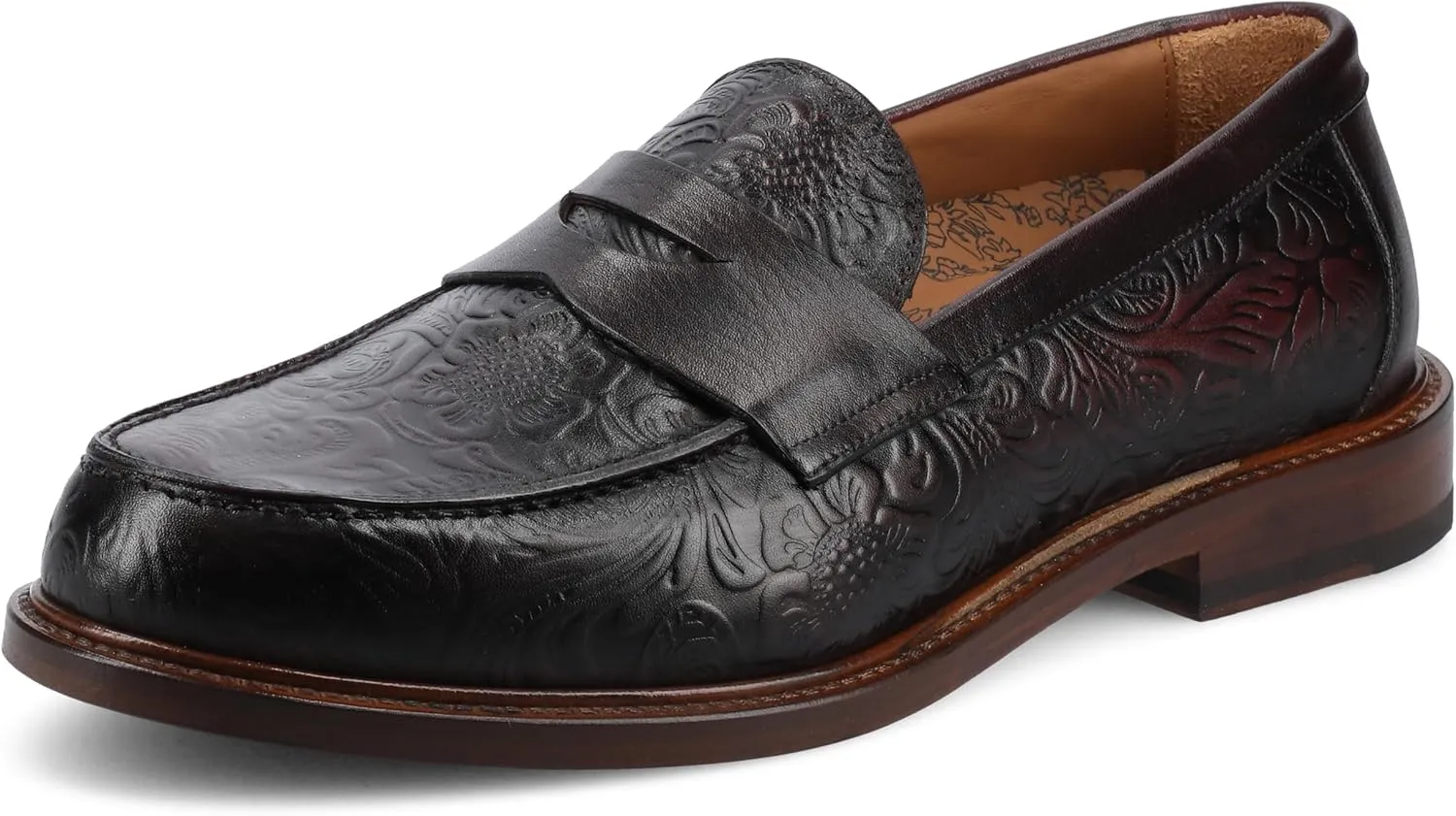 TAFT Mens Jack Medium and Wide Width Dress Penny Loafer Genuine Leather lace up Cushioned Insole