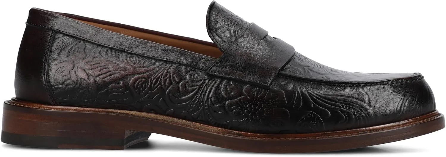 TAFT Mens Jack Medium and Wide Width Dress Penny Loafer Genuine Leather lace up Cushioned Insole