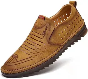 TangDao Men’s Loafers, Leather Slip On Moccasins Penny Loafers, Breathable Driving Walking Lightweight Casual Shoes