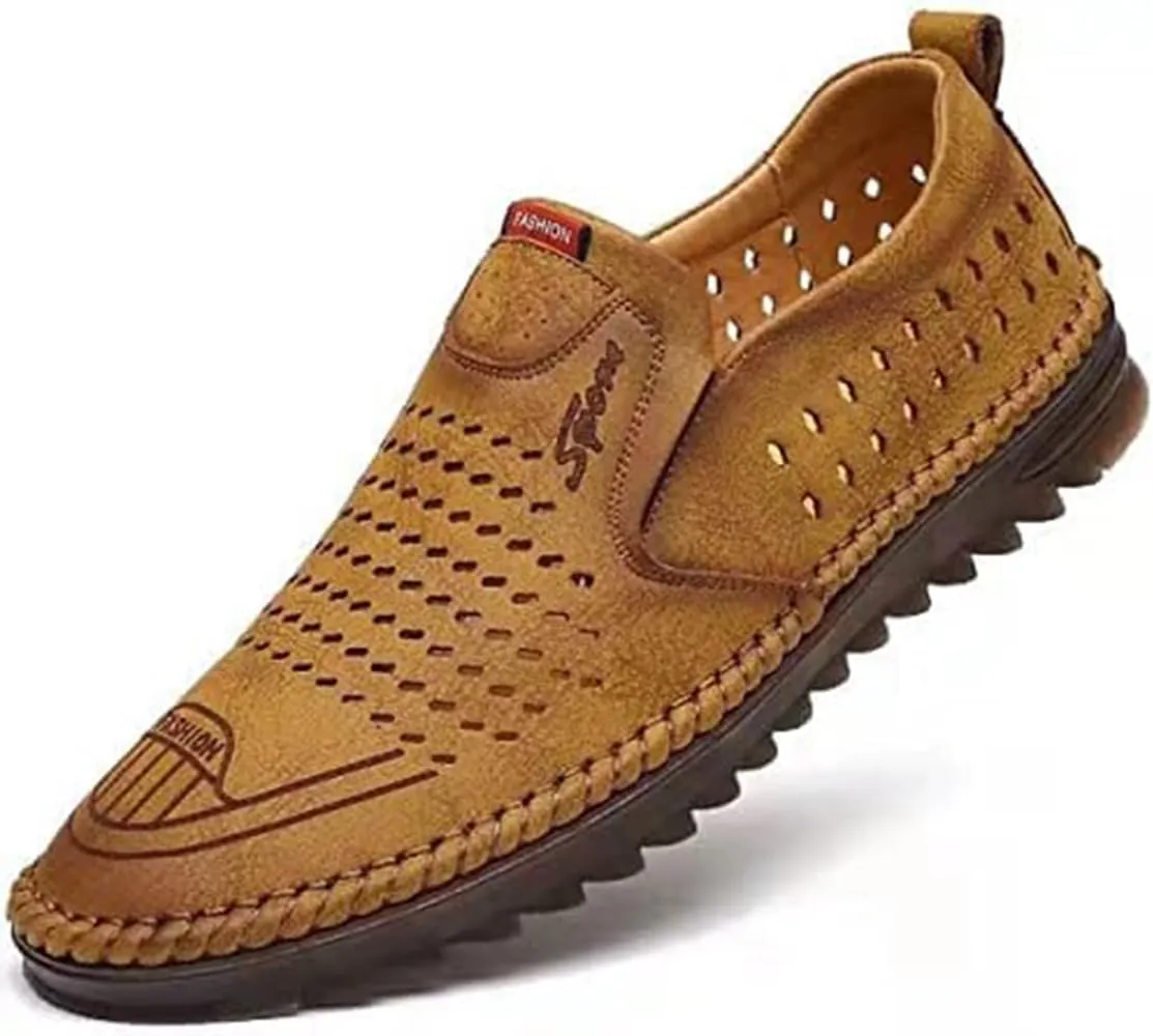 TangDao Men’s Loafers, Leather Slip On Moccasins Penny Loafers, Breathable Driving Walking Lightweight Casual Shoes