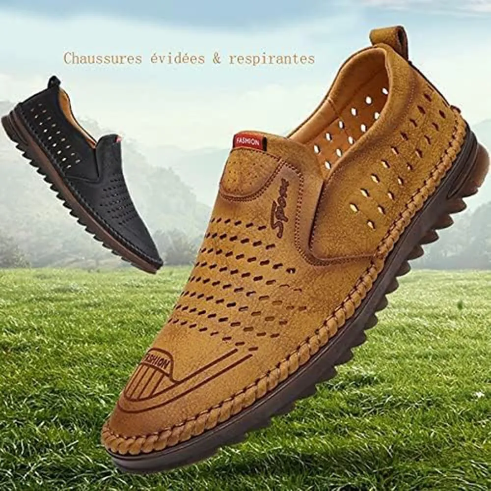 TangDao Men’s Loafers, Leather Slip On Moccasins Penny Loafers, Breathable Driving Walking Lightweight Casual Shoes