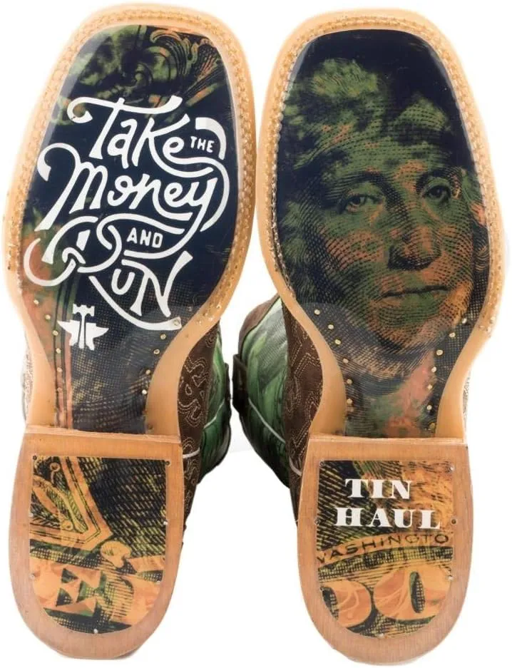 Tin Haul Boots Take The Money and Run Square Toe Boots