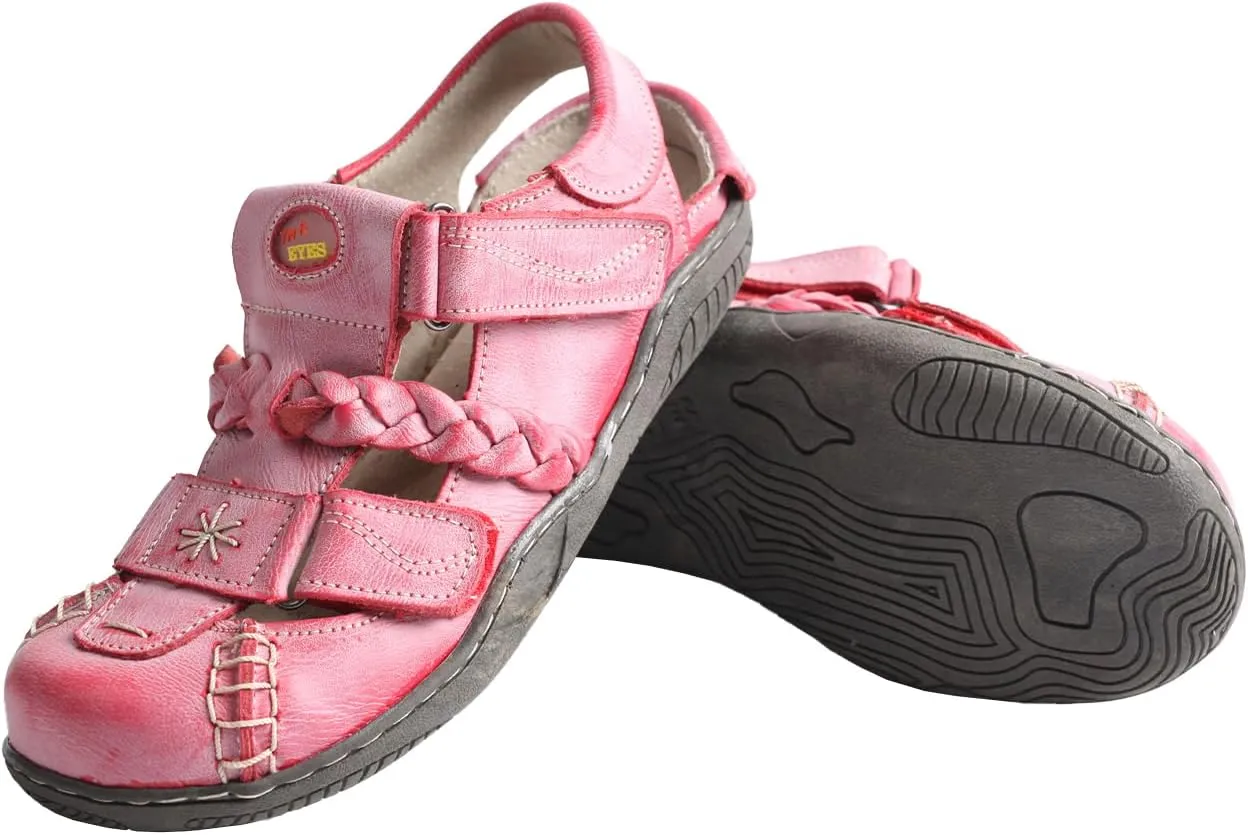 TMA EYES Retro Sports Sandals for Women Anti-Slip TPR Sole Flat Strappy Sandals with Hook and Loop Closure Breathable Casual Beach Shoes for Outdoor