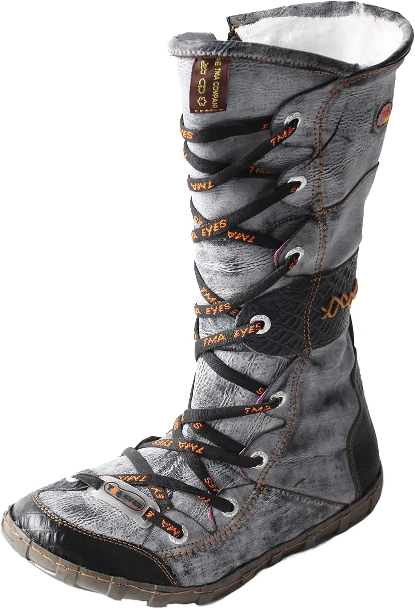TMA EYES Women’s Snow Fashion Boots Plush soft Calf Boots for Ladies with Faux Fur lining side Zipper