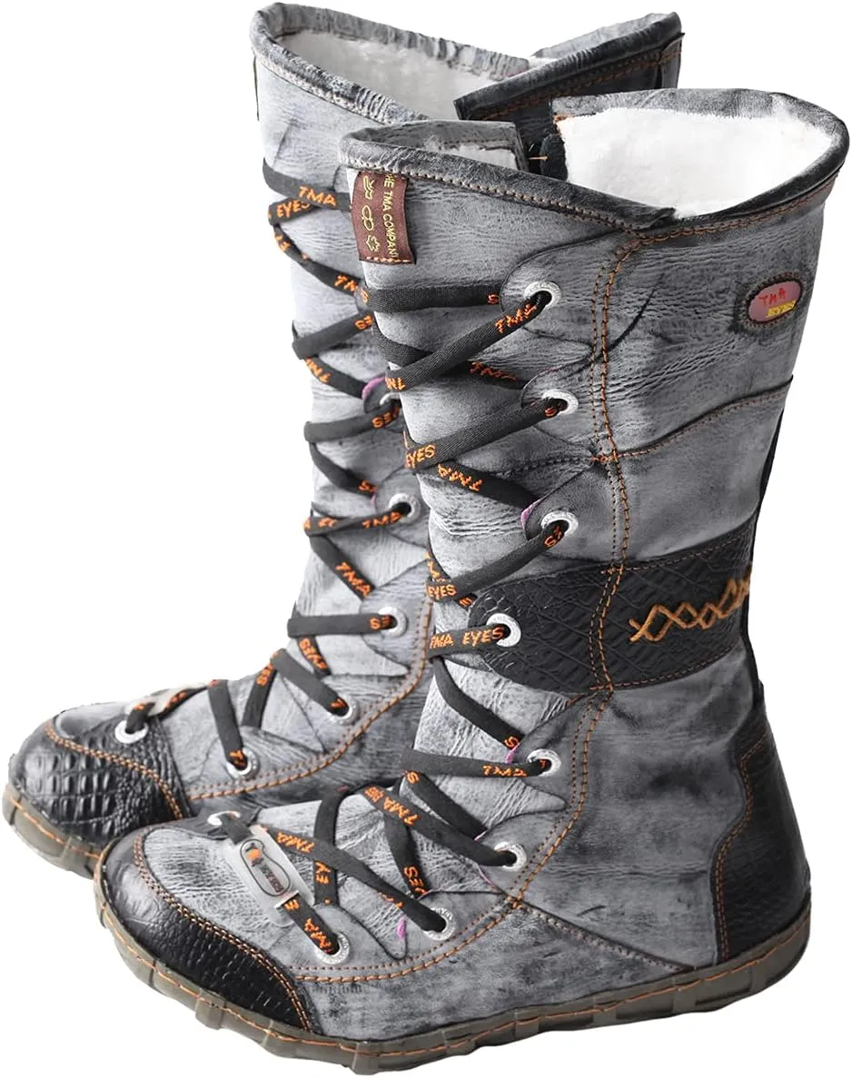 TMA EYES Women’s Snow Fashion Boots Plush soft Calf Boots for Ladies with Faux Fur lining side Zipper