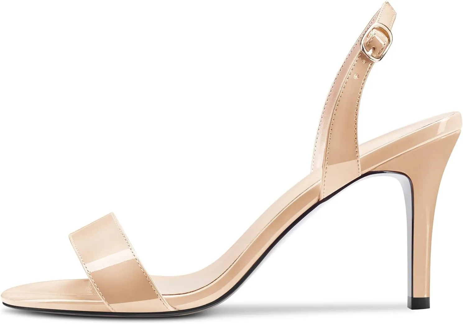 TNYNFBEB Womens Mid Heel Peep Open Toe Sandals Ankle Strap Slingback Buckle Prom Party Summer Basic Classic 3.2 Inches Heels