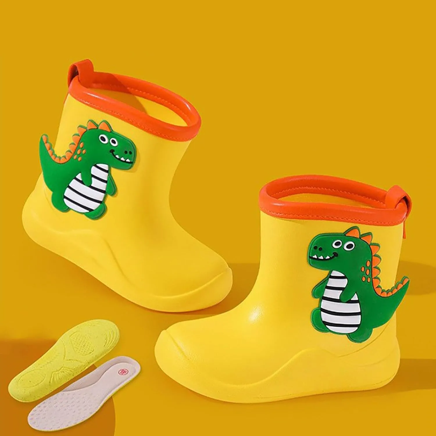 Toddler Baby Cartoon Soft Rain Shoes Dinosaur Non Slip Rubber Boots Light Stylish 𝗪aterproof Shoes for Infant