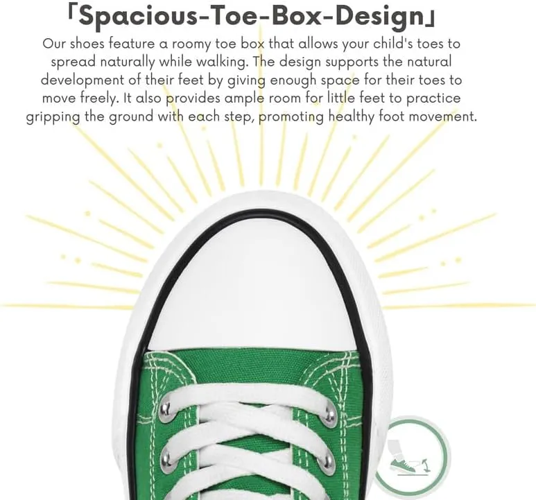 Toddler Canvas Sneakers, Non-Slip & Durable Sports Shoes for Boys & Girls, Cushioned, Breathable Kids Sneakers