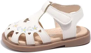 Toddler Girls Summer Close Toe Sandals - Wedding Princess Flower Girl Dress Shoes Casual Beach Flats