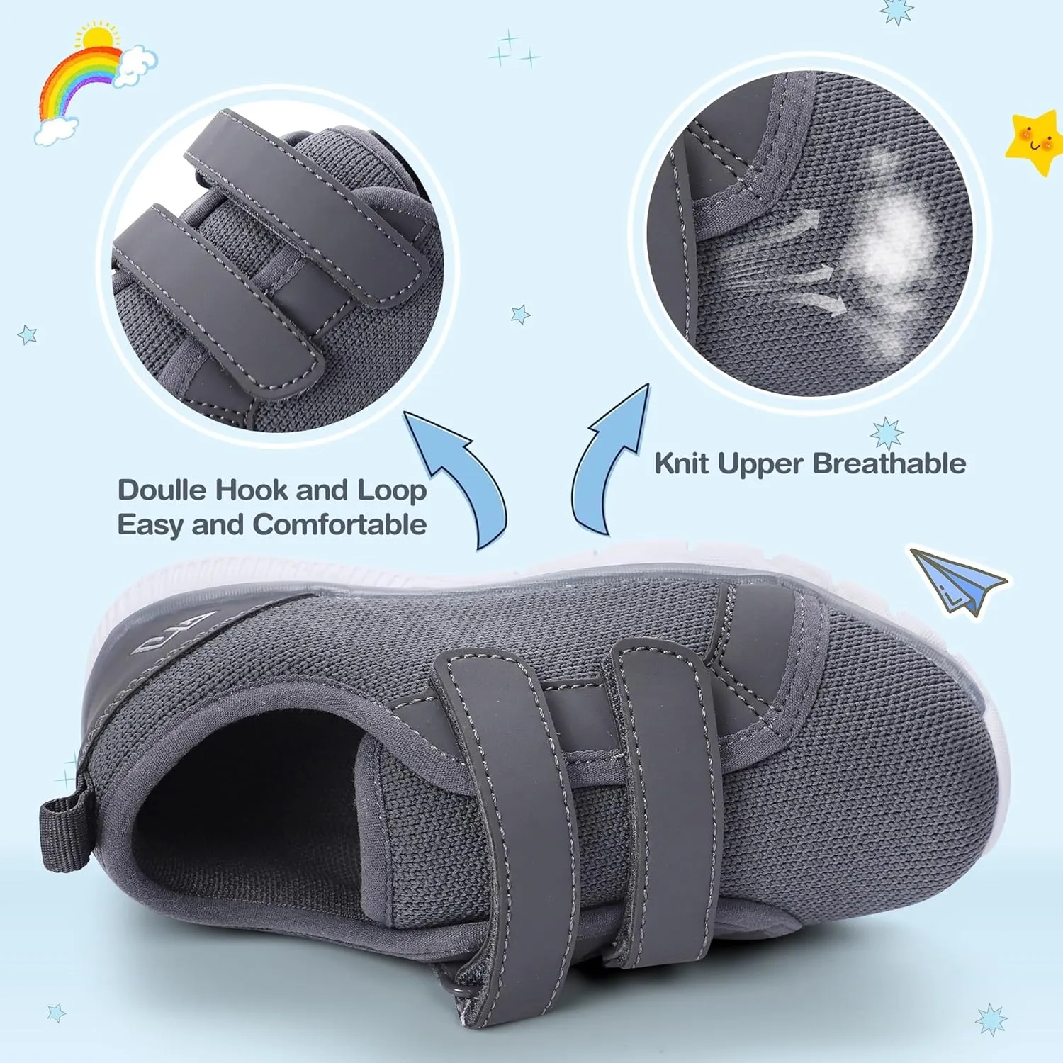 Toddler Kid Spider Design Sneakers with Non-Slip Sole, Breathable Mesh, and Hook-and-Loop Closure