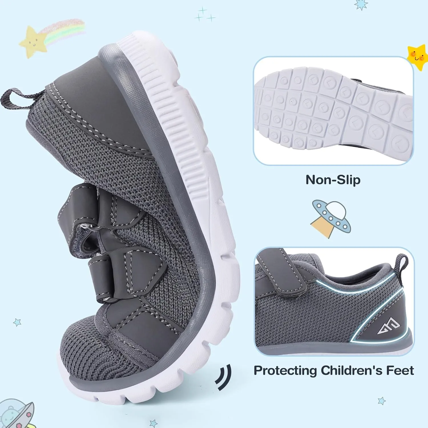 Toddler Kid Spider Design Sneakers with Non-Slip Sole, Breathable Mesh, and Hook-and-Loop Closure