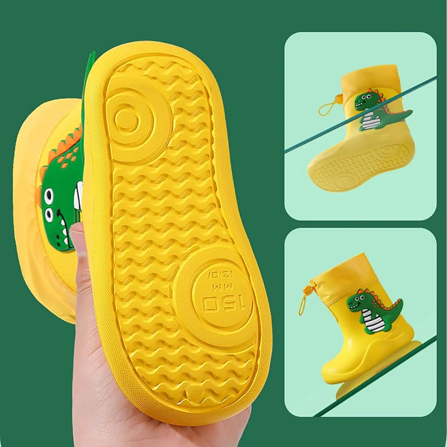 Toddler Kids Rain Boots for Boys Girls Waterproof Easy-on Handles Rainboots Girls Rain Boots and Boys Rain Boots