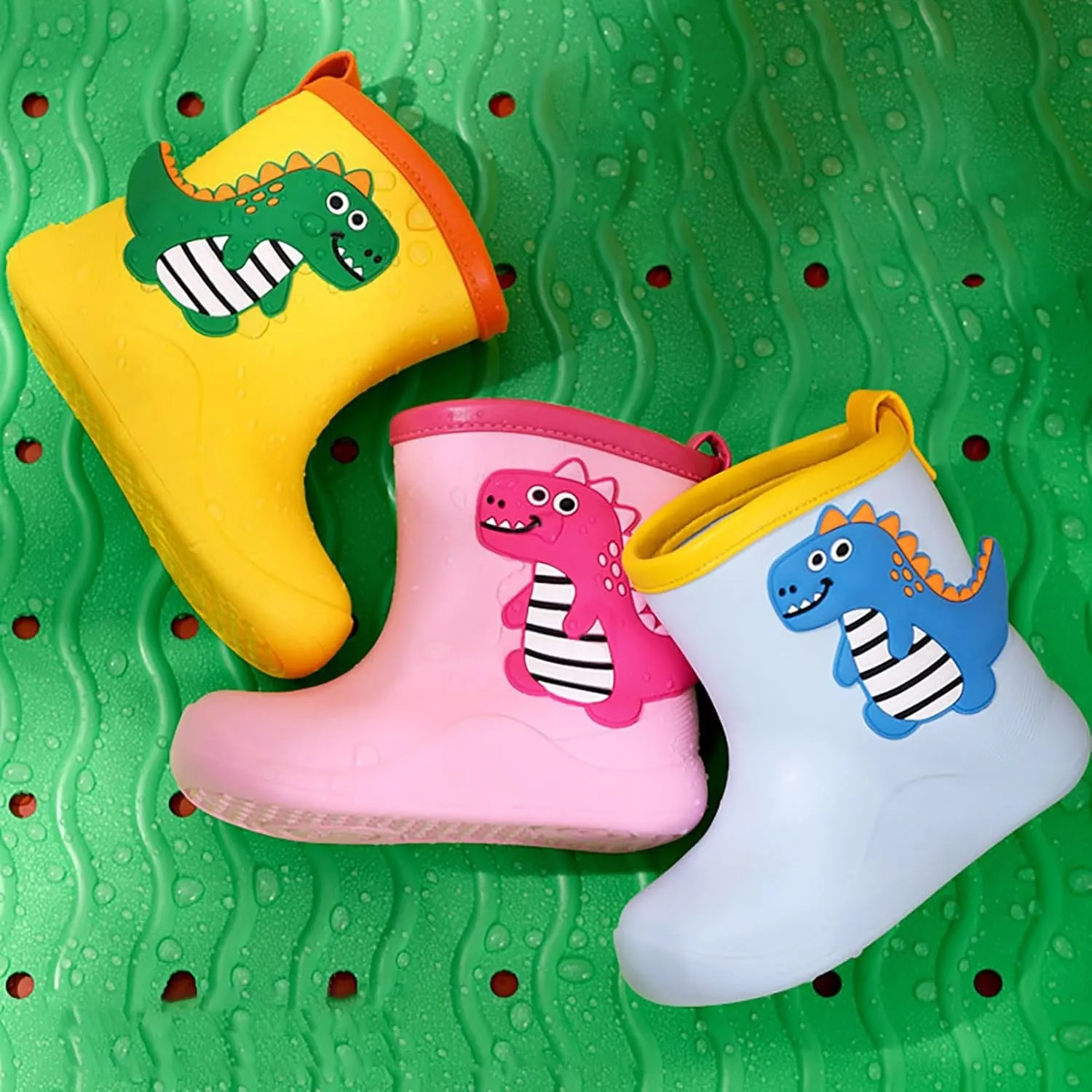 Toddler Kids Rain Boots for Boys Girls Waterproof Easy-on Handles Rainboots Girls Rain Boots and Boys Rain Boots