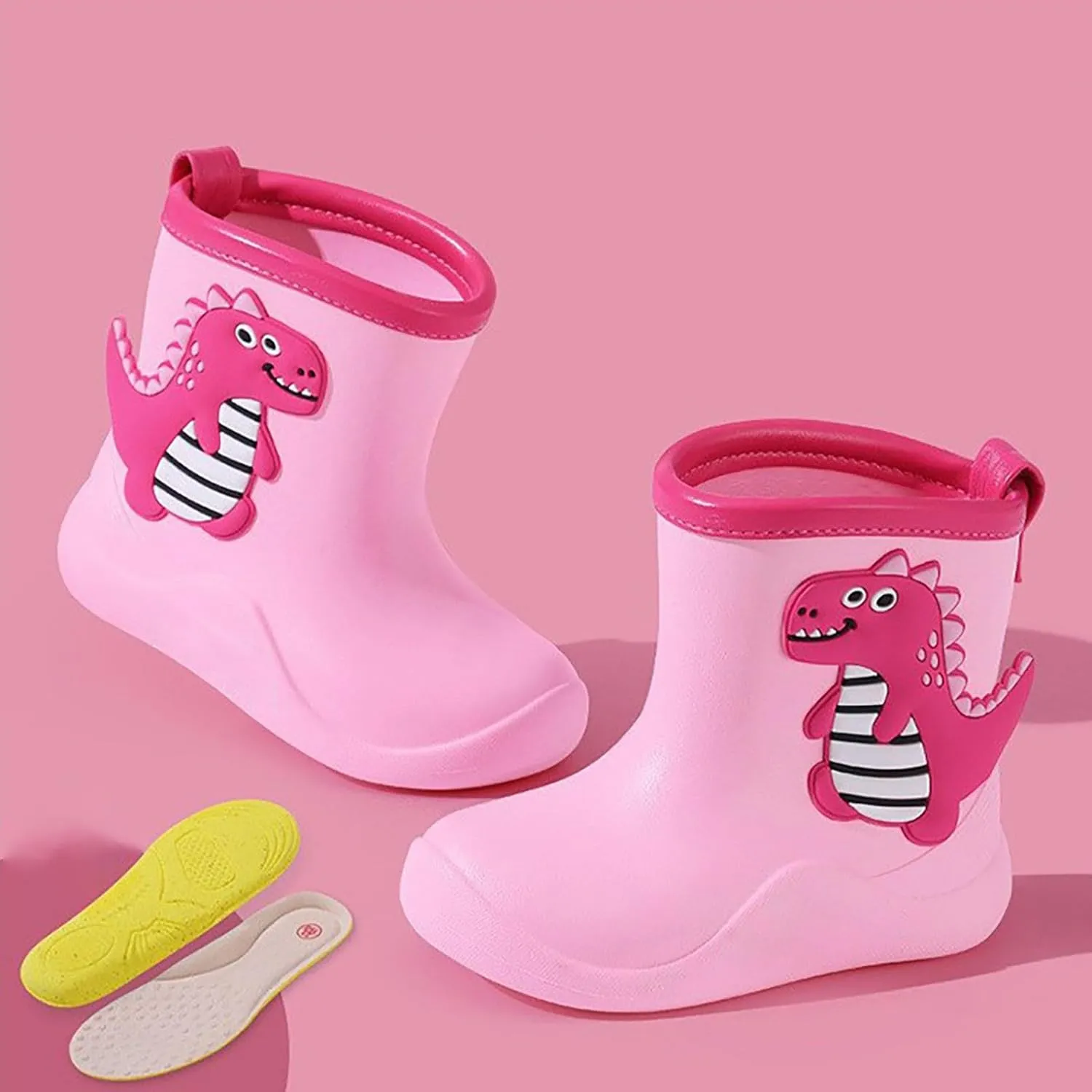 Toddler Kids Rain Boots for Boys Girls Waterproof Easy-on Handles Rainboots Girls Rain Boots and Boys Rain Boots