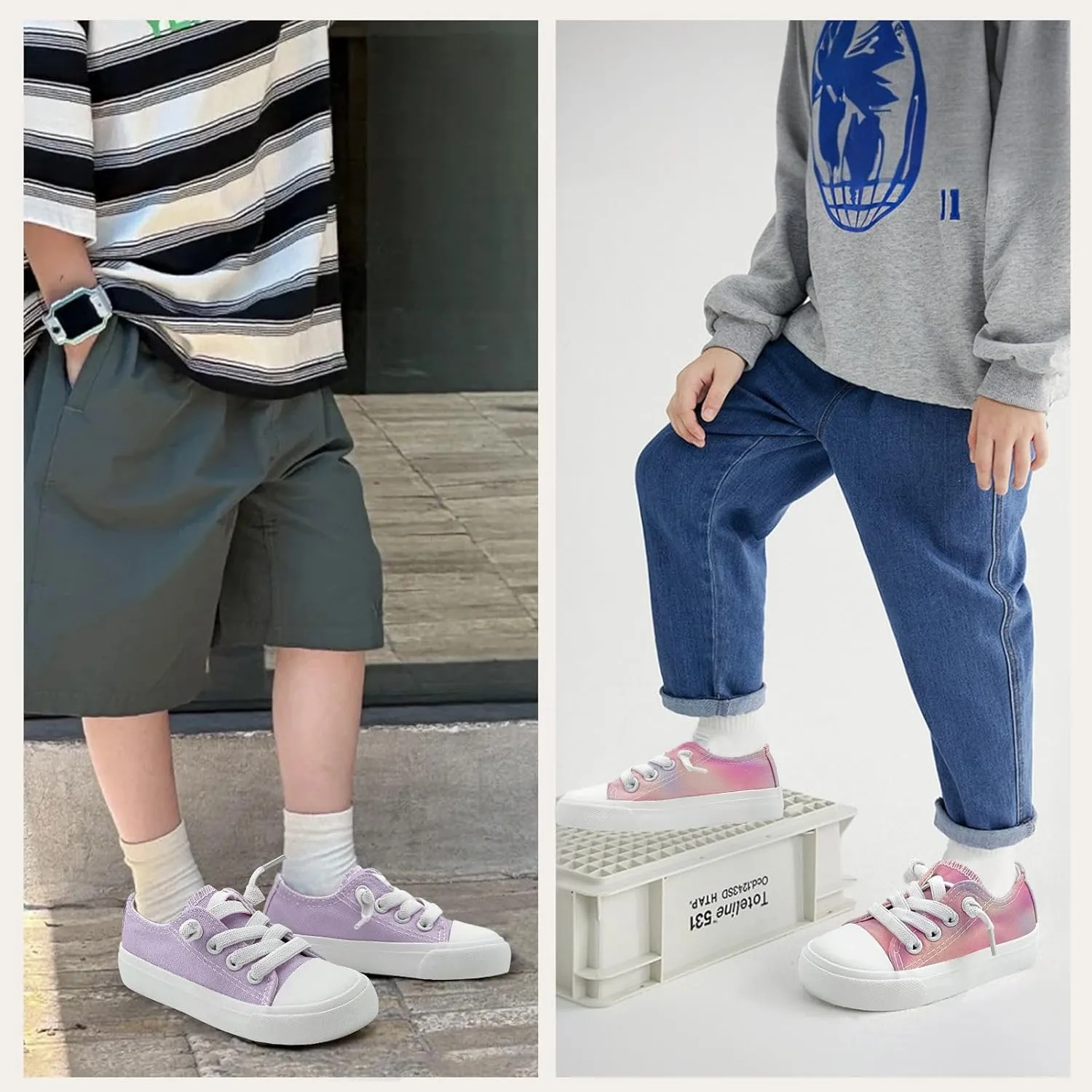 Toddler Kids Sneakers Boys and Girls Canvas Shoes Slip On Lightweight Walking Shoes for Little Big Kids