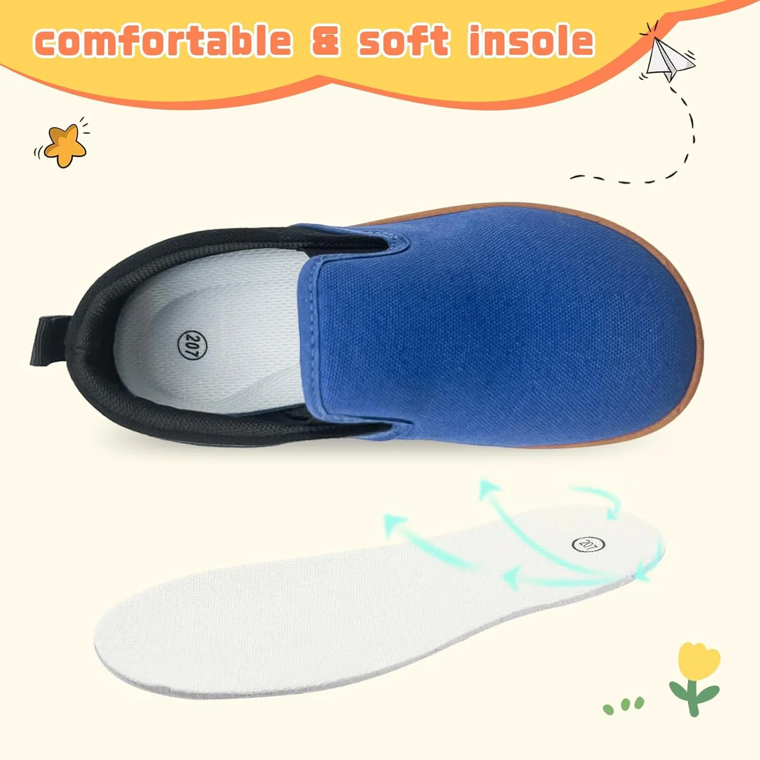 Toddler Kids Wide Barefoot Shoes Girls Boys Minimalist Slip On Canvas Sneakers Lightweight Casual Walking Shoes Fit Naturally Zero-Drop Sole