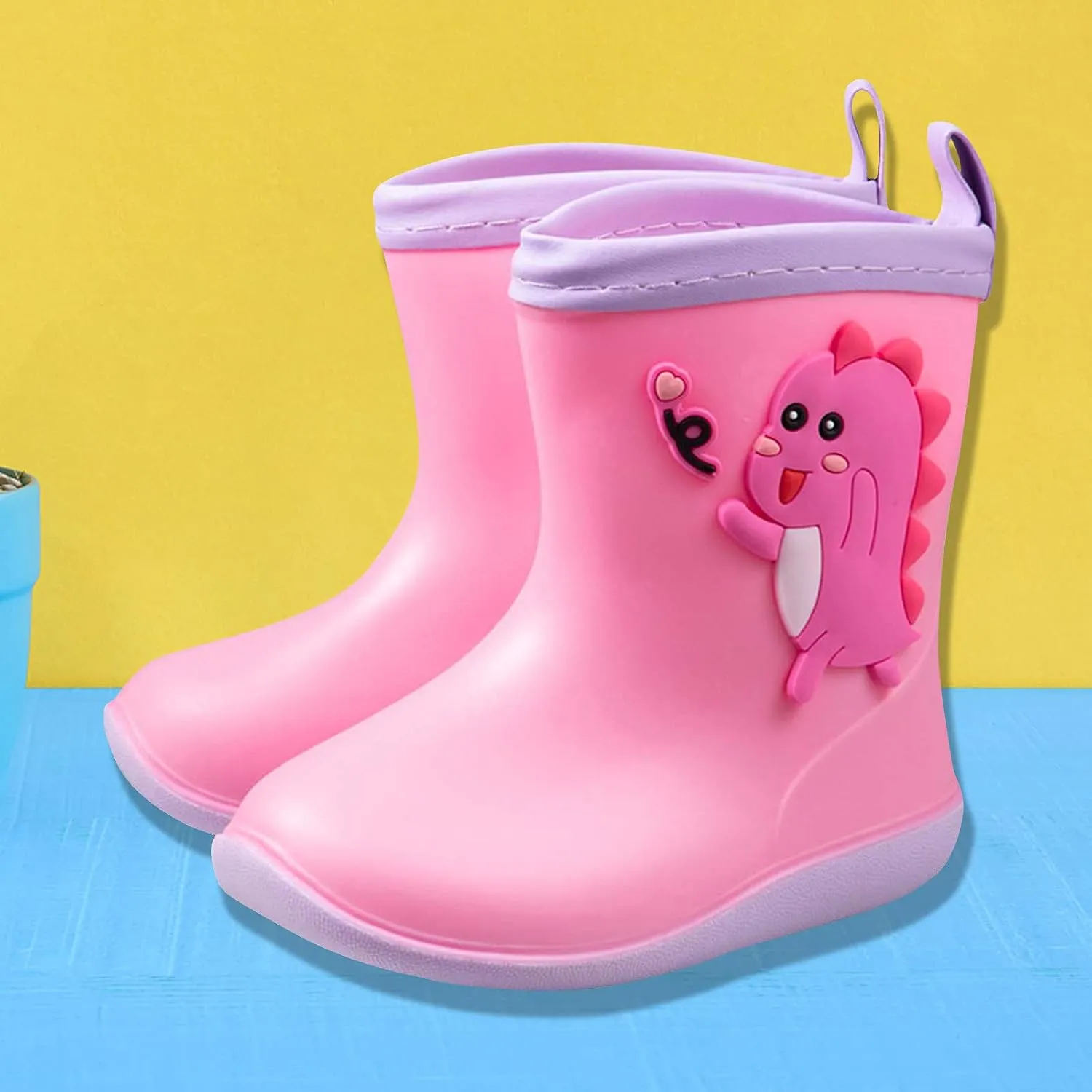 Toddler Rain Boots Big Dinosaur Children's Rain Shoes Cartoon Pattern Baby Rain Boots Wearable Water Rubber Shoes, 5