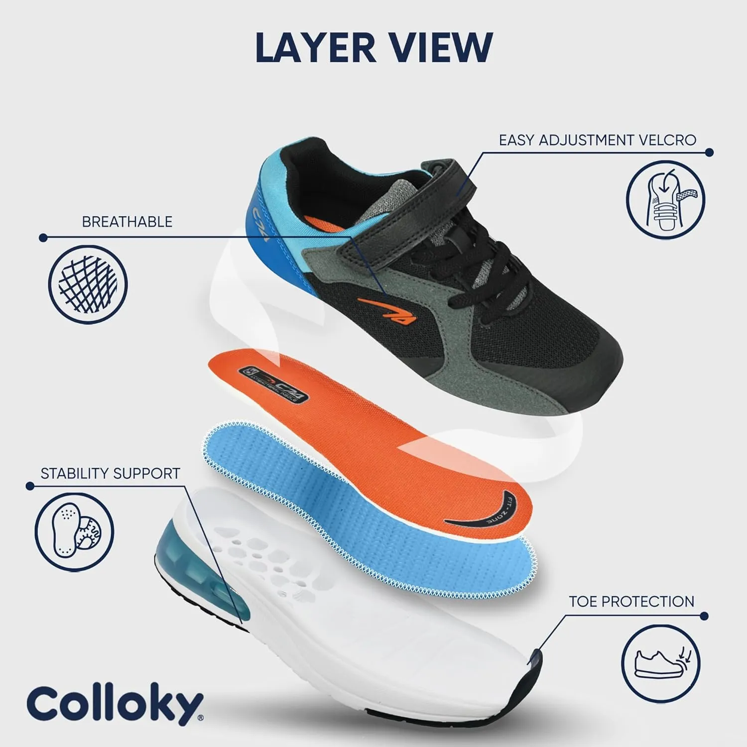 Toddler Sport Shoes for Boys and Girls - Washable Sneakers, Lightweight Design with Soft Soles & Adjustable Strap for Active Kids