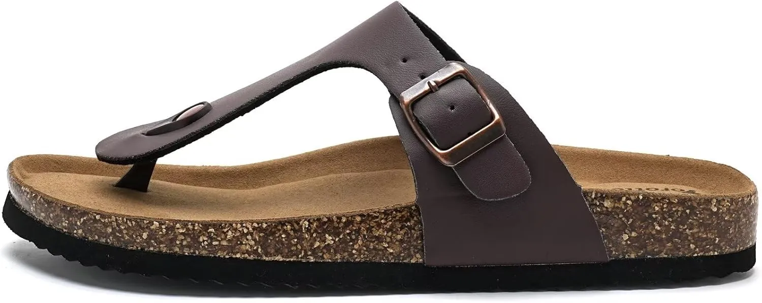 Torotto Mens Womens Flip Flops Thong Sandals with Cork Footbed Open Toe Adjustable Webbing Slides Sandals for Walking | Beach | Indoor
