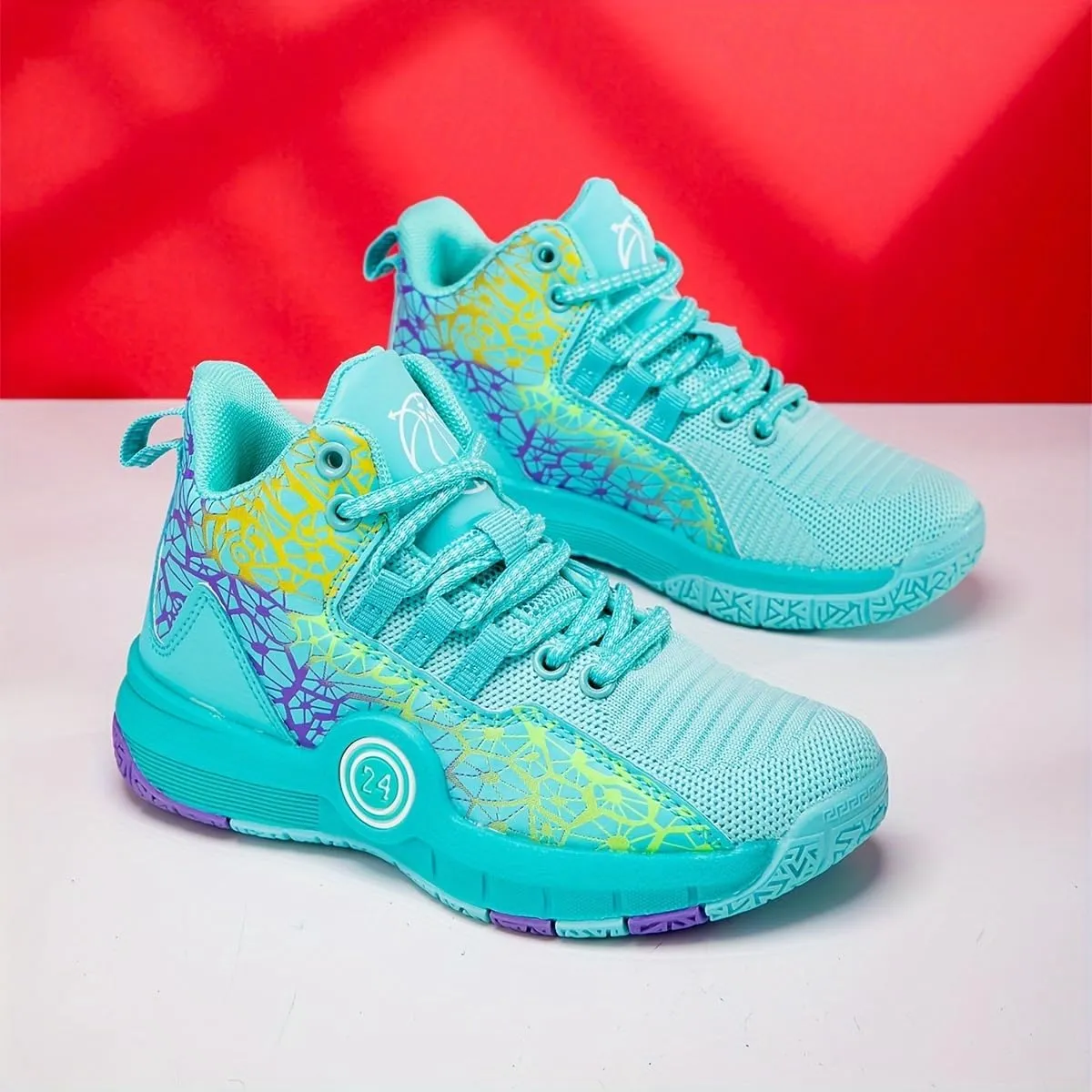 Trendy High-Top Basketball Shoes for Men - Non-Slip, Breathable Lace-Up Sneakers for Outdoor Sports & Casual Wear