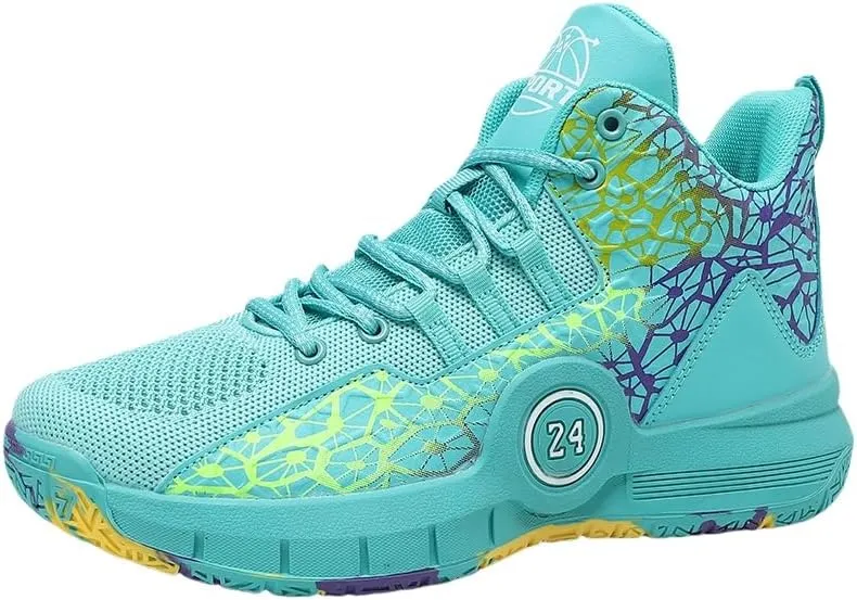 Trendy High-Top Basketball Shoes for Men – Non-Slip Rubber Sole, Breathable Mesh Lace-Up Sneakers for Outdoor Sports & Everyday Casual Wear