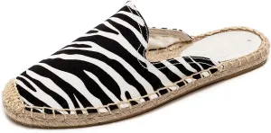 U-lite Casual Canvas Slip-on Flats Shoes Animal Strip Espadrilles Mules Slippers for Women Girls Zebra Strip 10