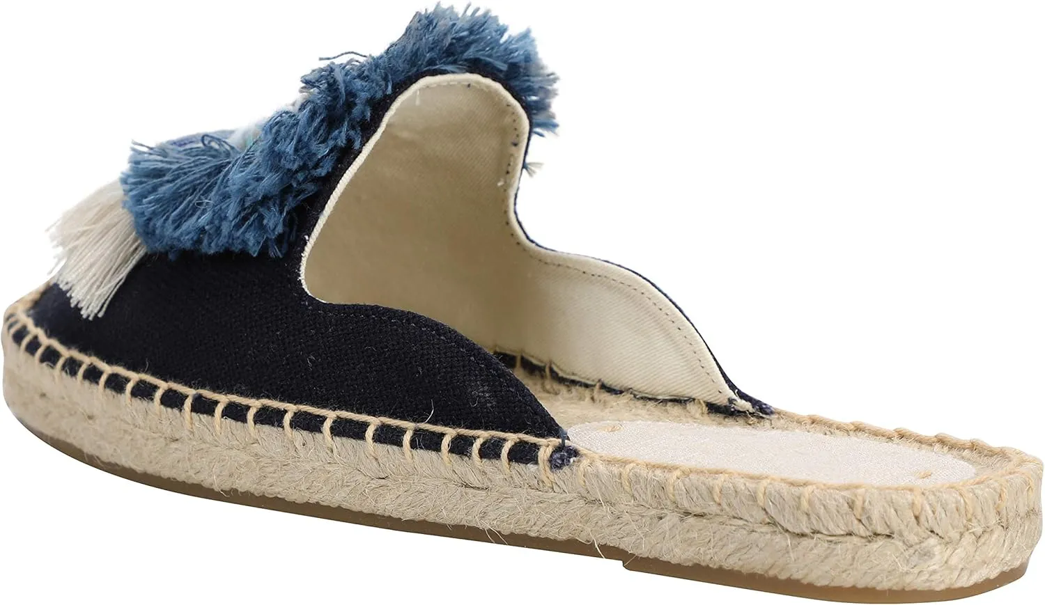 U-lite Women's Comfort Red Tassel & Fluffy Ball Embellishment Canvas Mule Shoes Espadrilles
