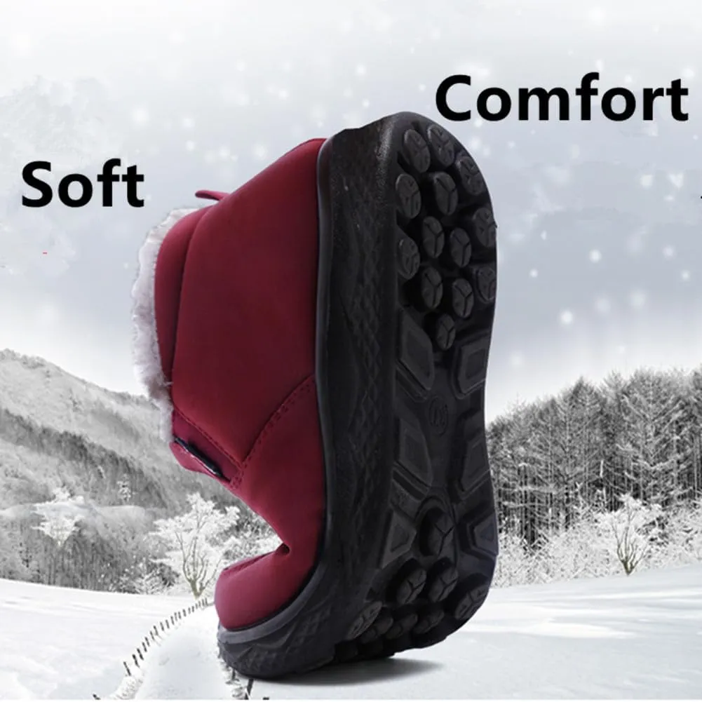 UIKGITP Womens Winter Tarpauli Boots Waterproof Snow Fur Lined Warm Platform Ankle Slip On Stylish Fuzzy Youth Women Booties